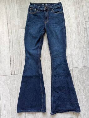 Hollister Dark Indigo Mid-Rise Flare Jeans